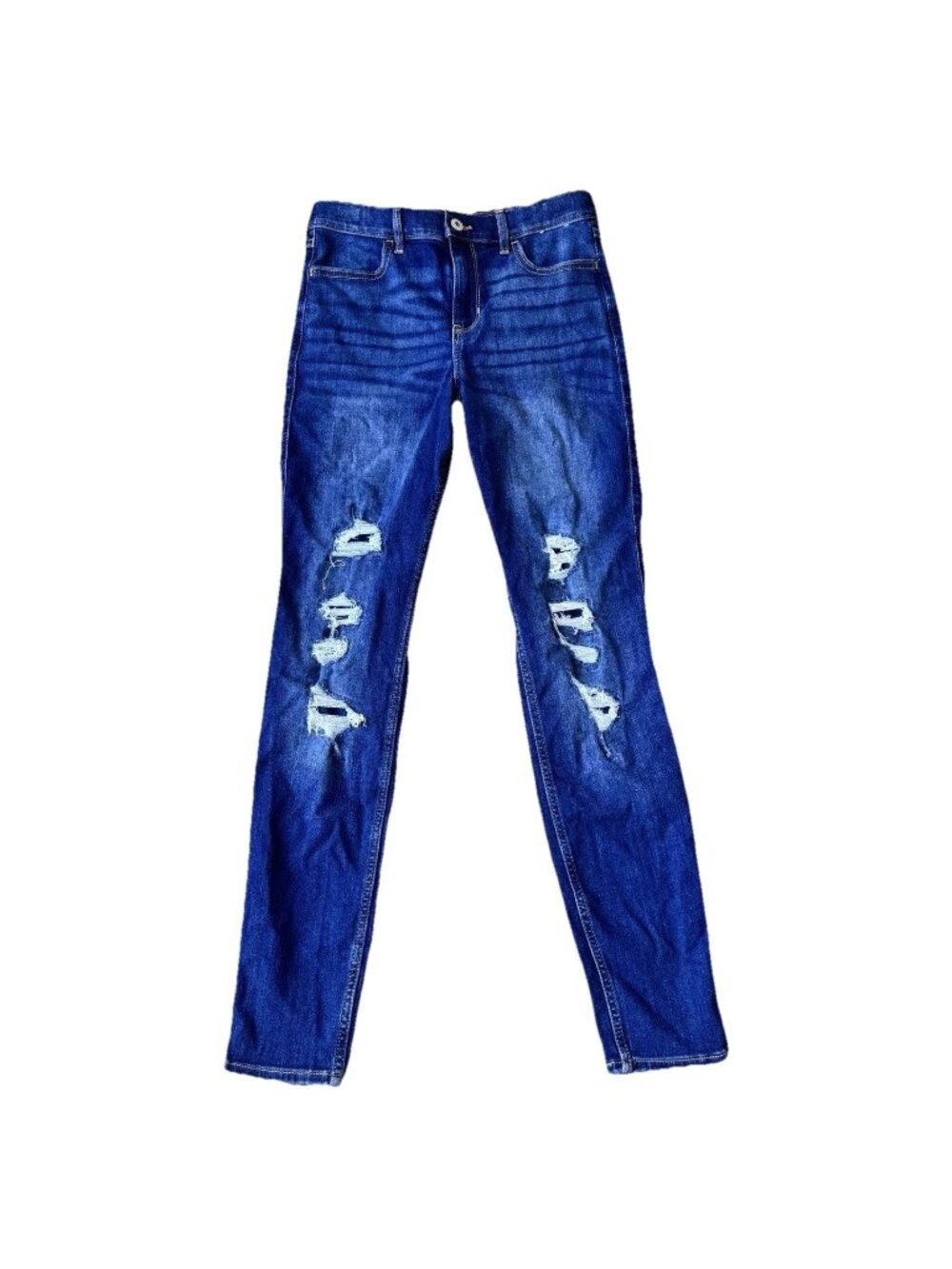 Abercrombie Kids Girls High Rise Jegging 13/14 Long Distressed Skinny Jeans Blue